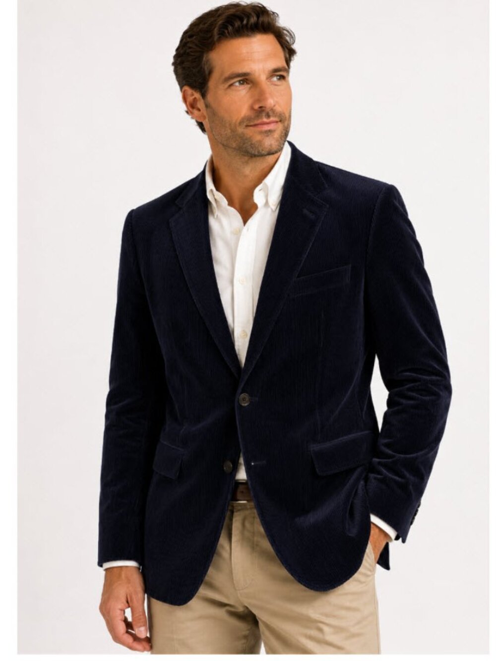 Saint Germain Navy Velour Pinstripe Sport Coat Blazer 52 Made in France